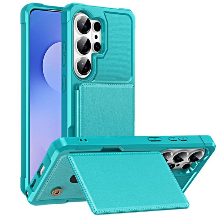 OEM - Mobilskal för Samsung Galaxy S26 Ultra Kickstand Kortfack Konstläder + TPU Grön