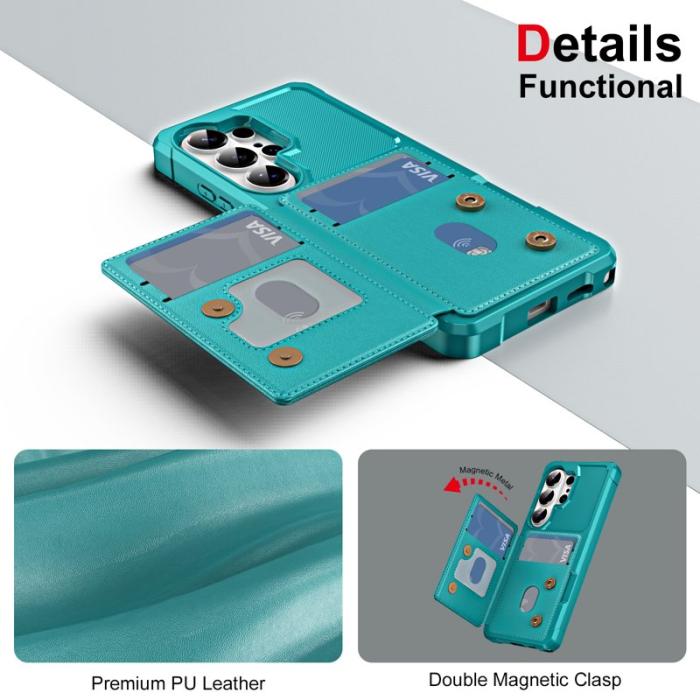 OEM - Mobilskal för Samsung Galaxy S26 Ultra Kickstand Kortfack Konstläder + TPU Grön