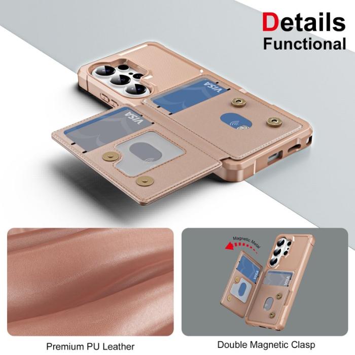 OEM - Mobilskal för Samsung Galaxy S26 Ultra Kortfack Konstläder TPU - Roséguld