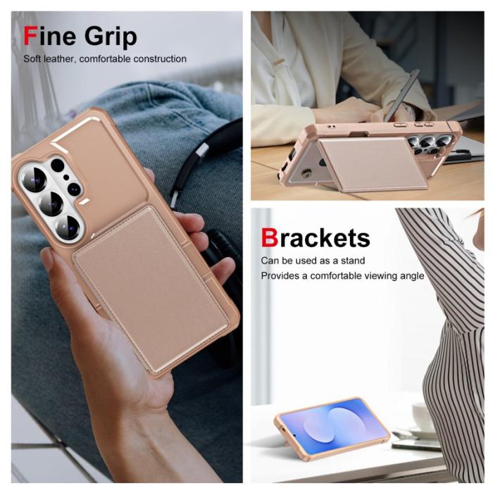 OEM - Mobilskal för Samsung Galaxy S26 Ultra Kortfack Konstläder TPU - Roséguld