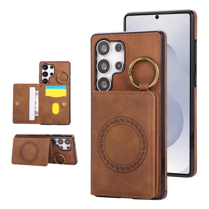 OEM - Mobilskal för Samsung Galaxy S26 Ultra Kickstand Kortfack - Brun