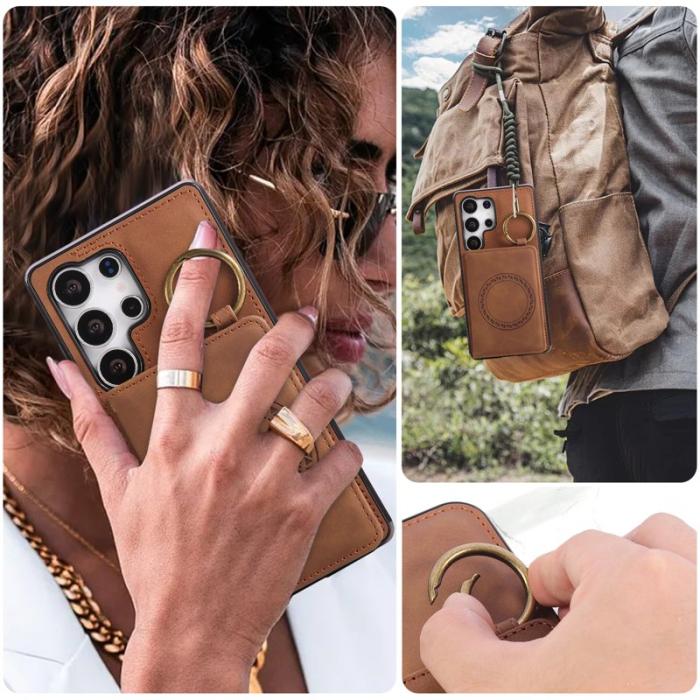 OEM - Mobilskal för Samsung Galaxy S26 Ultra Kickstand Kortfack - Brun