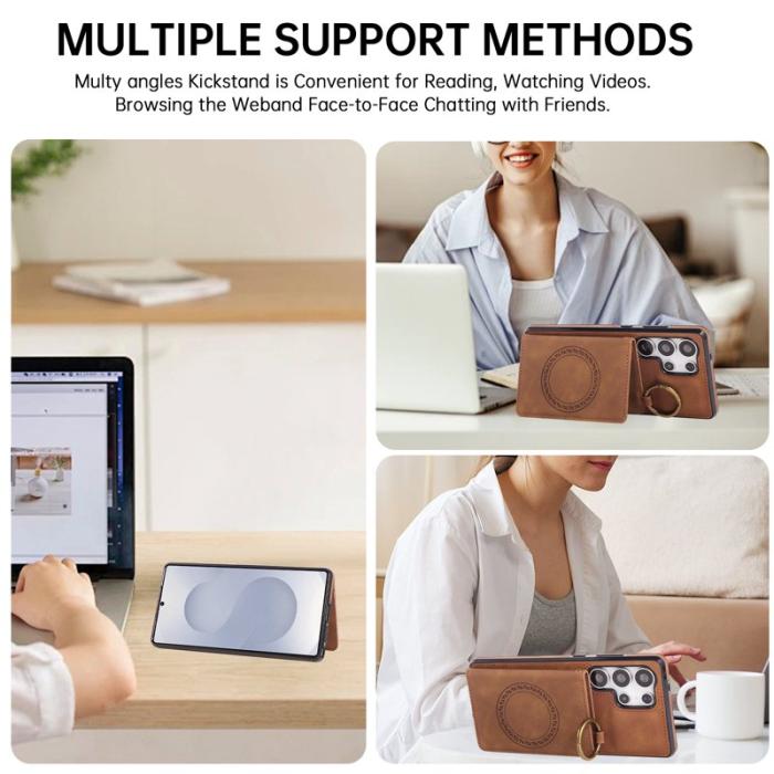 OEM - Mobilskal för Samsung Galaxy S26 Ultra Kickstand Kortfack - Brun