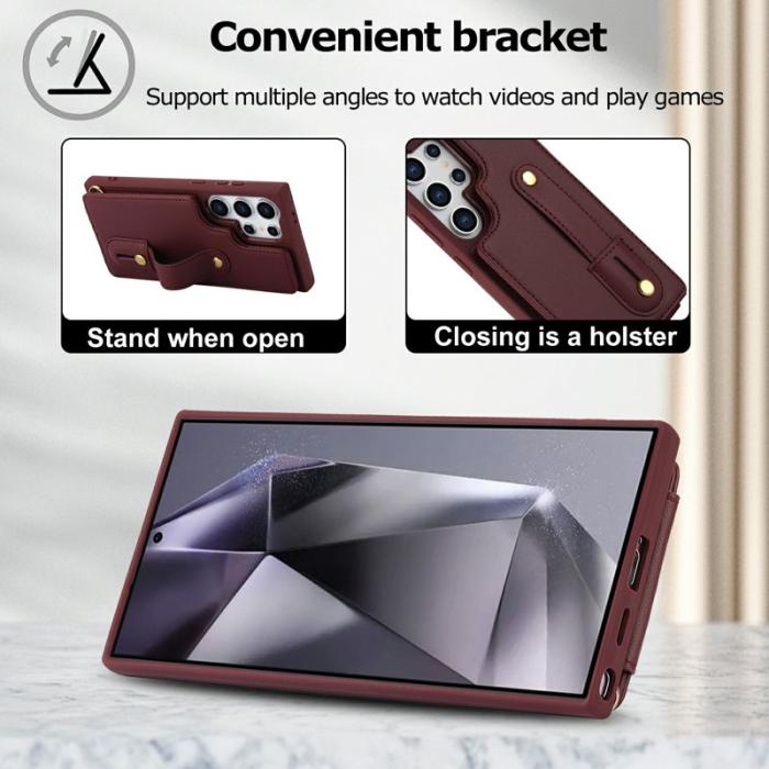 OEM - Mobilskal för Samsung Galaxy S26 Ultra Kickstand Kortfack TPU - Vinröd