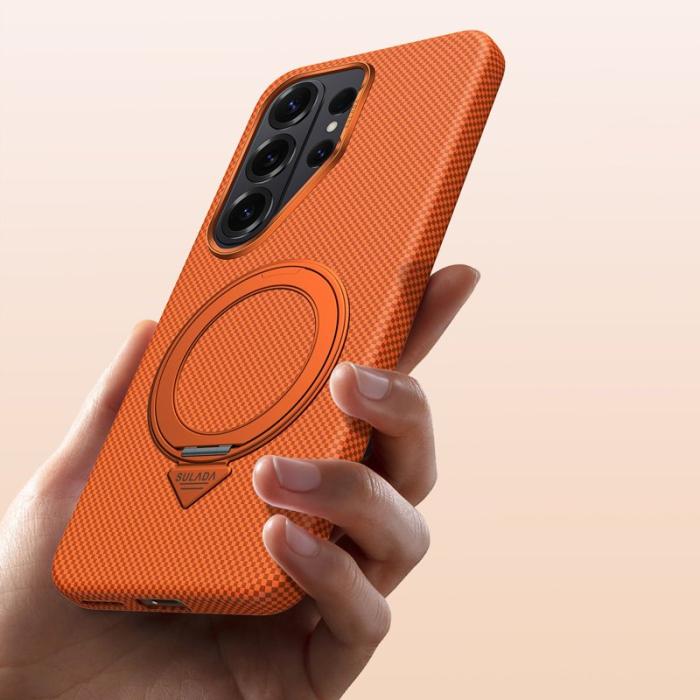 SULADA - Sulada Mobilskal för Samsung Galaxy S26 Ultra Kickstand Magnetiskt PC - Orange