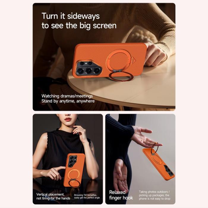 SULADA - Sulada Mobilskal för Samsung Galaxy S26 Ultra Kickstand Magnetiskt PC - Orange