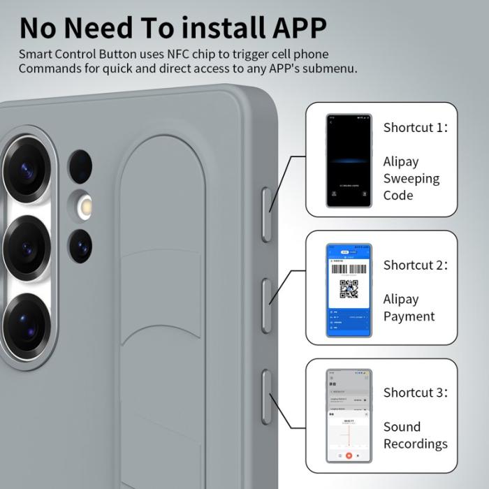 OEM - Mobilskal för Samsung Galaxy S26 Ultra Kickstand PC + Silikon - Grå