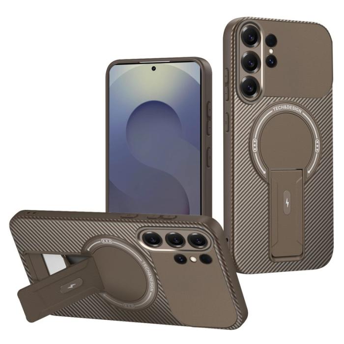 OEM - Mobilskal för Samsung Galaxy S26 Ultra Kickstand PC + TPU - Brun