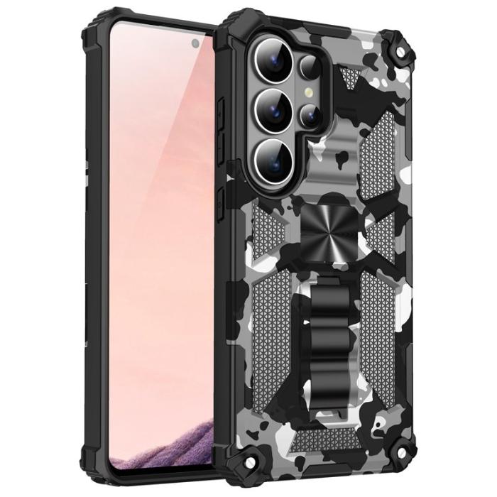 OEM - Mobilskal för Samsung Galaxy S26 Ultra Kickstand PC + TPU - Kamouflage Svart
