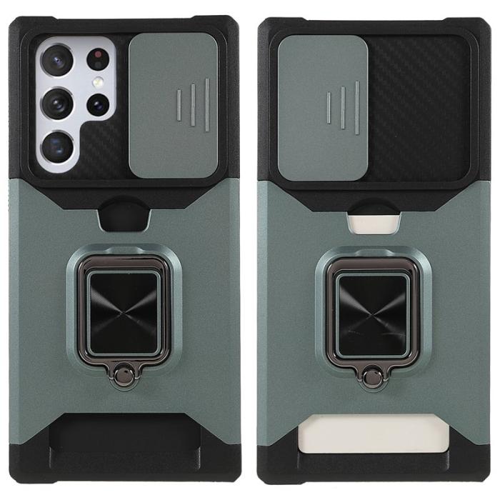 OEM - Mobilskal för Samsung Galaxy S26 Ultra Kickstand PC + TPU - Svartgrön