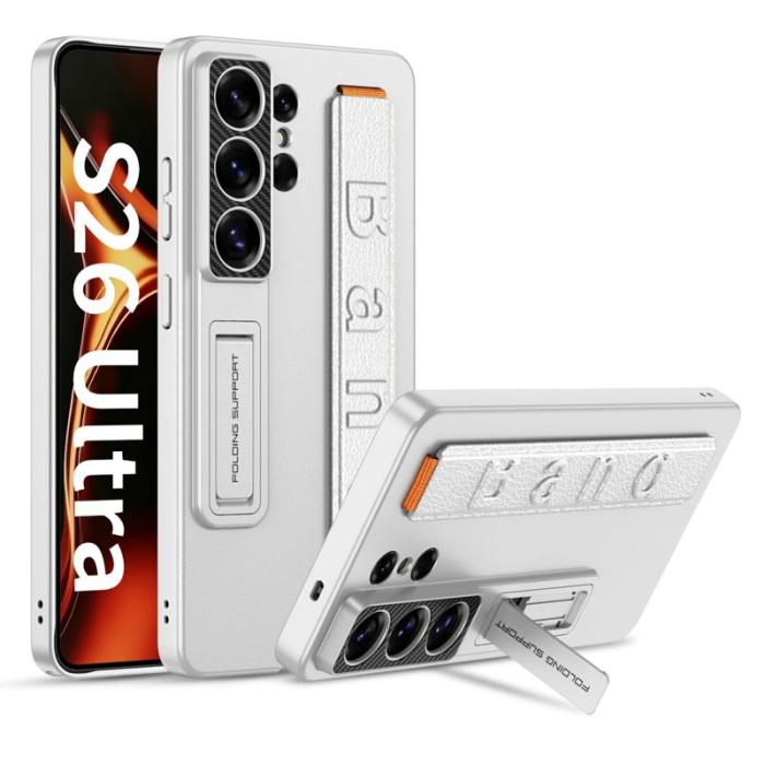 GKK - GKK Mobilskal för Samsung Galaxy S26 Ultra Kickstand PU + PC - Silver
