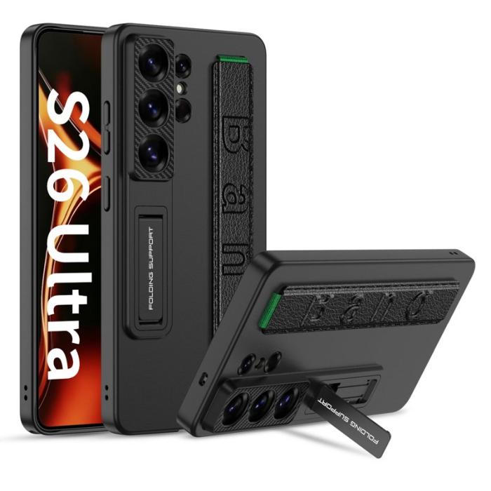 GKK - GKK Mobilskal för Samsung Galaxy S26 Ultra Kickstand PU + PC - Svart