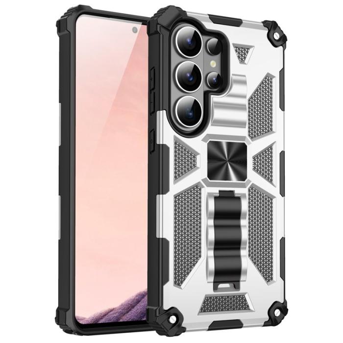 OEM - Mobilskal för Samsung Galaxy S26 Ultra Kickstand Stöttålig PC + TPU - Silver