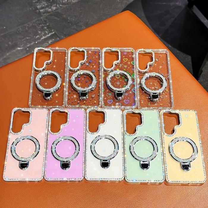 OEM - Mobilskal för Samsung Galaxy S26 Ultra Kickstand TPU + PC - Glitter Transparent