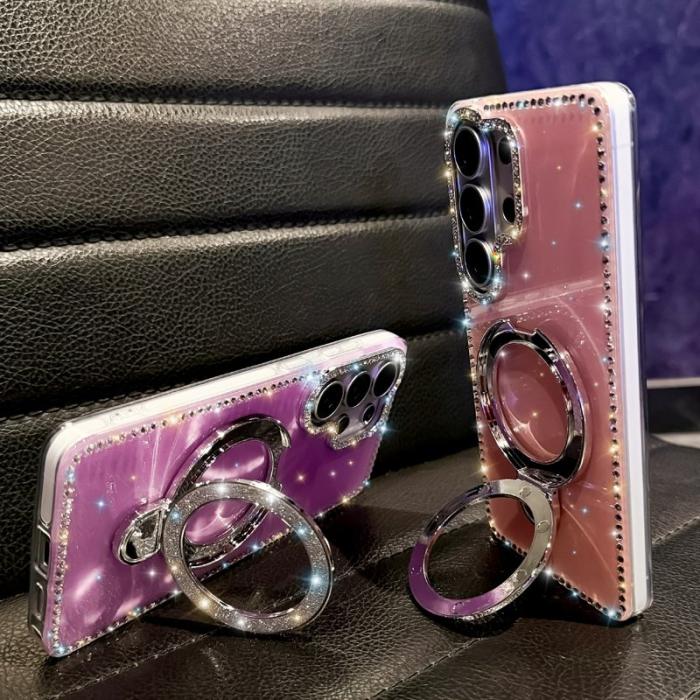 OEM - Mobilskal för Samsung Galaxy S26 Ultra Kickstand TPU + PC - Glitter Vit