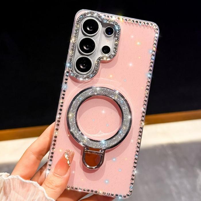 OEM - Mobilskal för Samsung Galaxy S26 Ultra Kickstand TPU + PC - Glittrande Ljusrosa