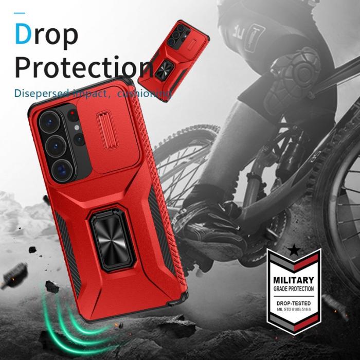 OEM - Mobilskal för Samsung Galaxy S26 Ultra Kickstand TPU + PC - Röd