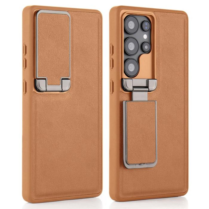 GKK - GKK Mobilskal för Samsung Galaxy S26 Ultra Kickstand TPU + PU - Brun