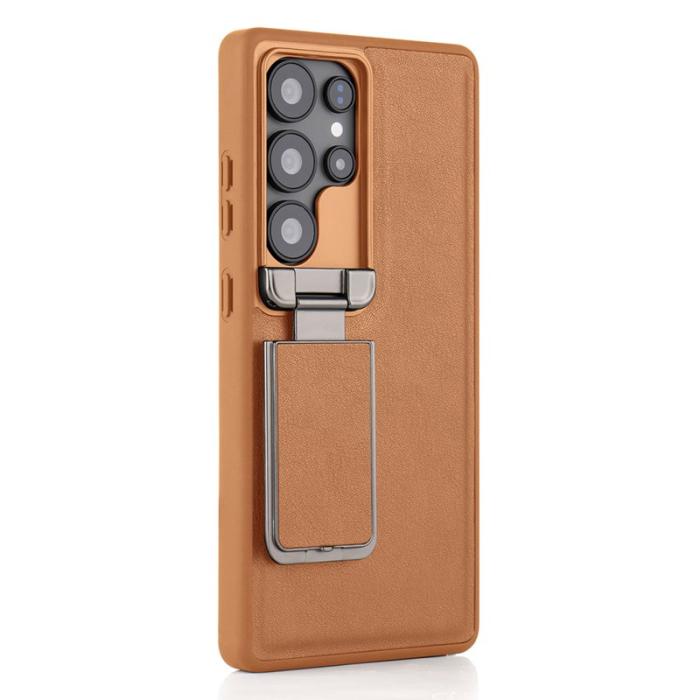 GKK - GKK Mobilskal för Samsung Galaxy S26 Ultra Kickstand TPU + PU - Brun