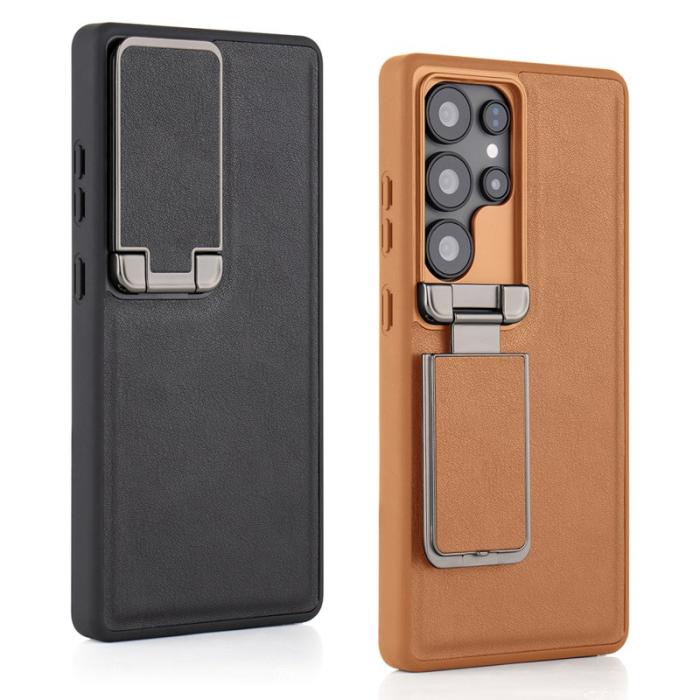 GKK - GKK Mobilskal för Samsung Galaxy S26 Ultra Kickstand TPU + PU - Svart