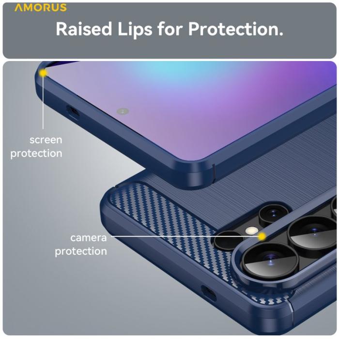 Amorus - Amorus Mobilskal för Samsung Galaxy S26 Ultra Kolfibertextur - Blå