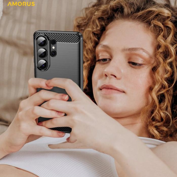 Amorus - Amorus Mobilskal för Samsung Galaxy S26 Ultra Kolfibertextur - Svart