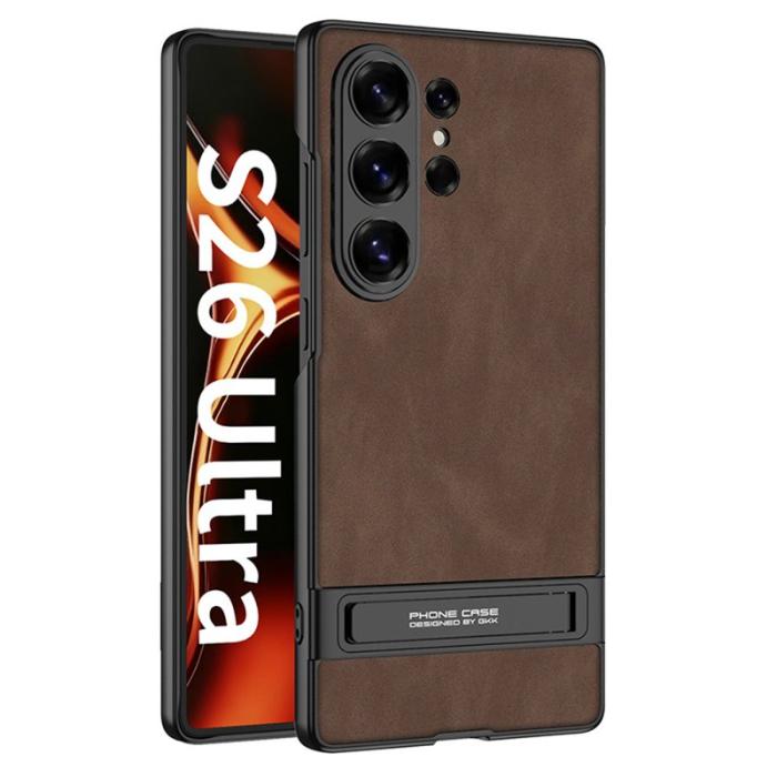 GKK - GKK Mobilskal för Samsung Galaxy S26 Ultra Konstläder Kickstand - Brun