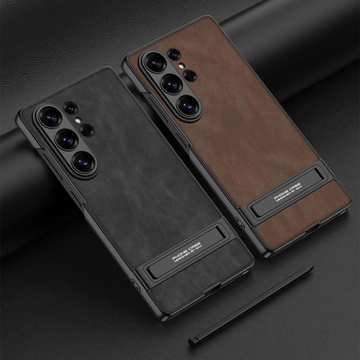GKK - GKK Mobilskal för Samsung Galaxy S26 Ultra Konstläder Kickstand - Brun
