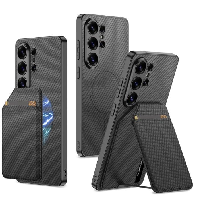 GKK - GKK Mobilskal för Samsung Galaxy S26 Ultra Konstläder Kickstand - Kolfiber