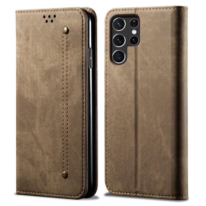 OEM - Mobilskal för Samsung Galaxy S26 Ultra Konstläder Ställ - Khaki