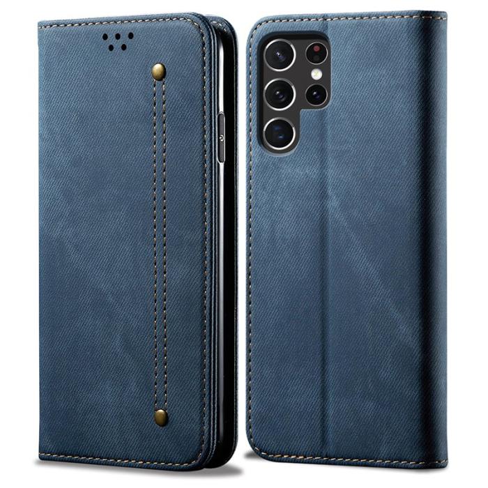 OEM - Mobilskal för Samsung Galaxy S26 Ultra Konstläder Stativ - Blå