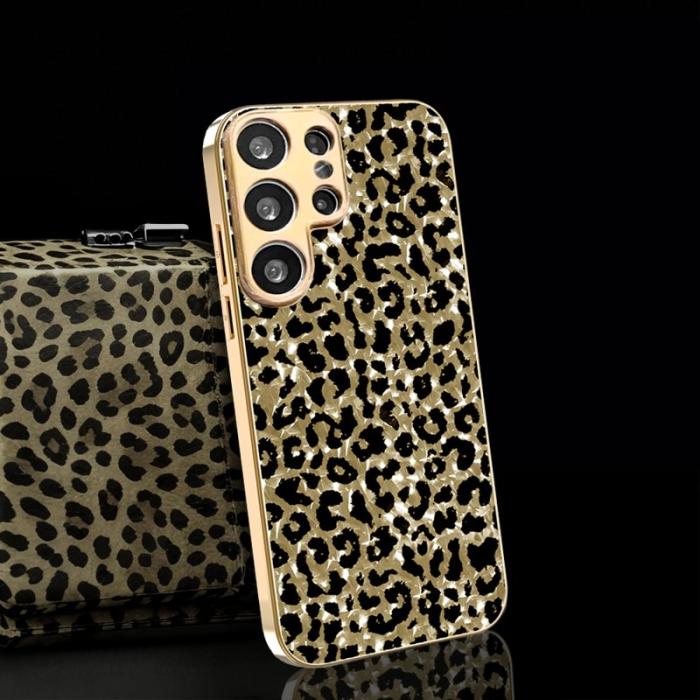 OEM - Mobilskal för Samsung Galaxy S26 Ultra Leopardmönster PC + TPU - Guld