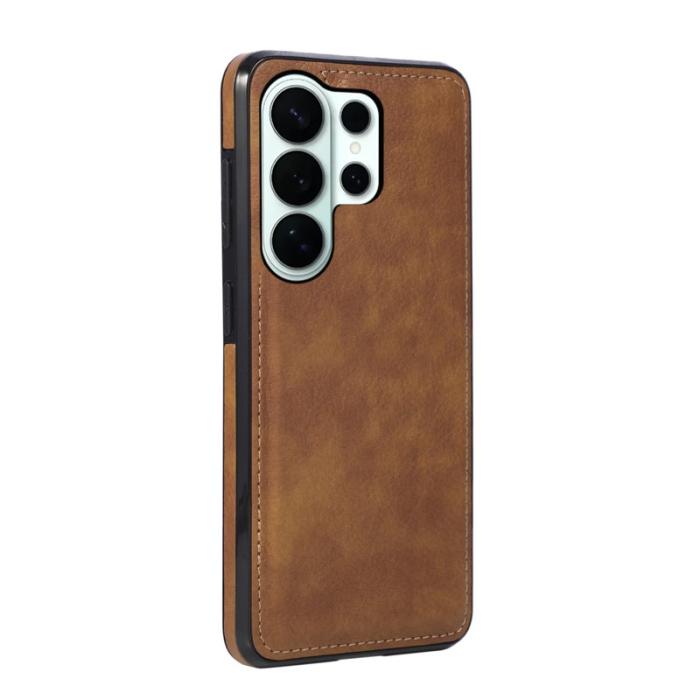 OEM - Mobilskal för Samsung Galaxy S26 Ultra Litchi Textur Konstläder - Brun
