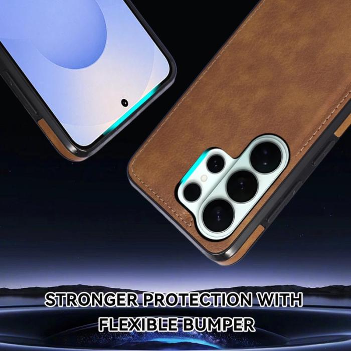 OEM - Mobilskal för Samsung Galaxy S26 Ultra Litchi Textur Konstläder - Brun