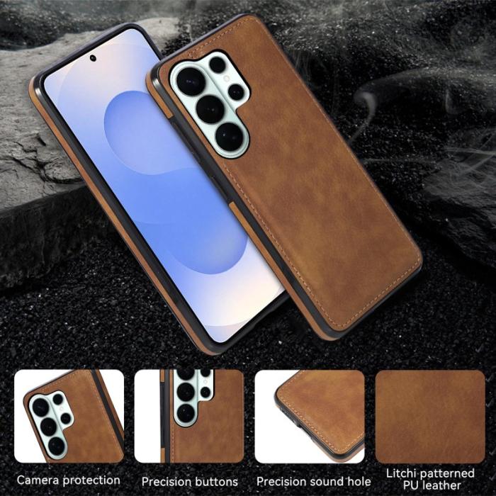 OEM - Mobilskal för Samsung Galaxy S26 Ultra Litchi Textur Konstläder - Brun