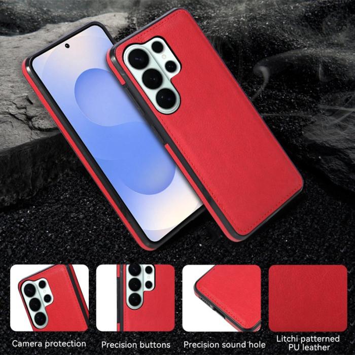 OEM - Mobilskal för Samsung Galaxy S26 Ultra Litchi-textur Konstläder - Röd