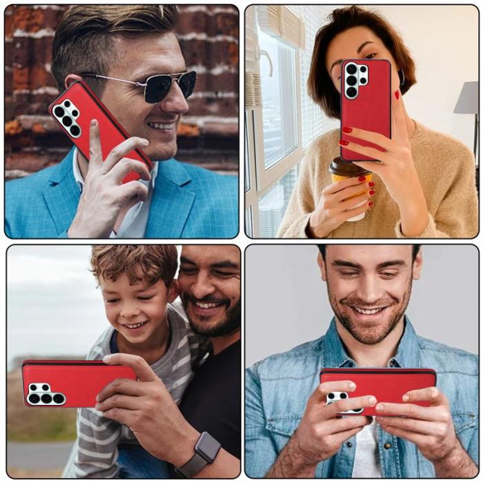 OEM - Mobilskal för Samsung Galaxy S26 Ultra Litchi-textur Konstläder - Röd