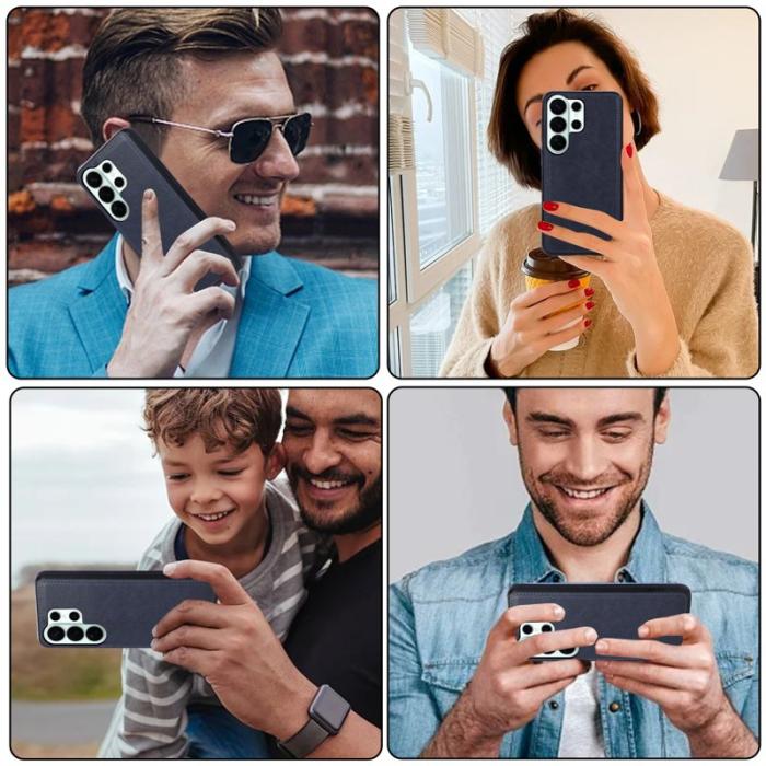 OEM - Mobilskal för Samsung Galaxy S26 Ultra Litchi Textur Konstläder - Svart