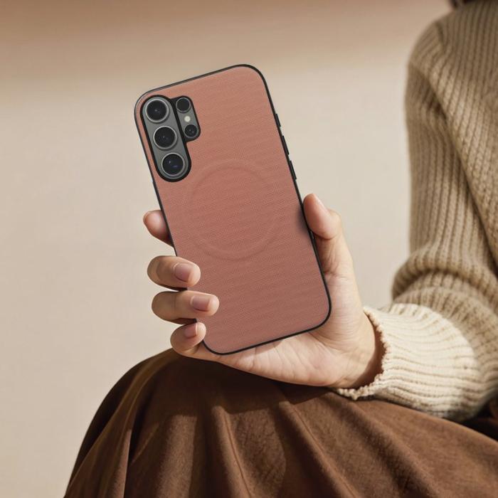 OEM - Mobilskal för Samsung Galaxy S26 Ultra Magnetiskt Konstläder + PC + TPU - Rosa