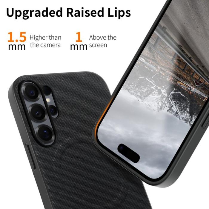 OEM - Mobilskal för Samsung Galaxy S26 Ultra Magnetiskt Konstläder + PC + TPU - Svart