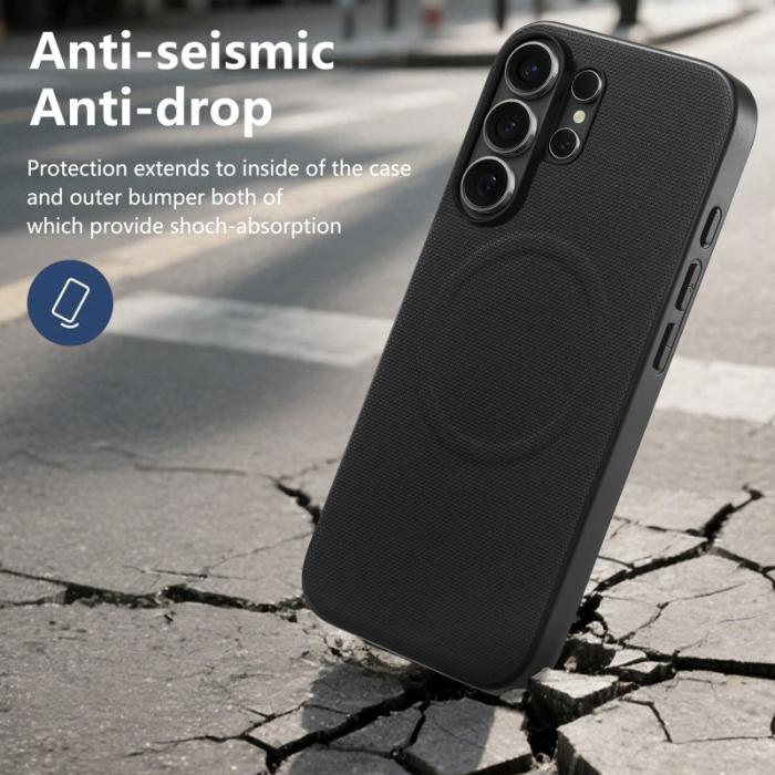 OEM - Mobilskal för Samsung Galaxy S26 Ultra Magnetiskt Konstläder + PC + TPU - Svart