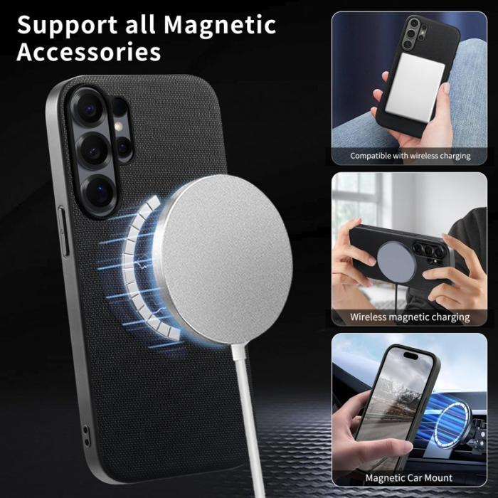 OEM - Mobilskal för Samsung Galaxy S26 Ultra Magnetiskt Konstläder + PC + TPU - Svart