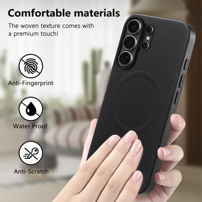 OEM - Mobilskal för Samsung Galaxy S26 Ultra Magnetiskt Konstläder + PC + TPU - Svart