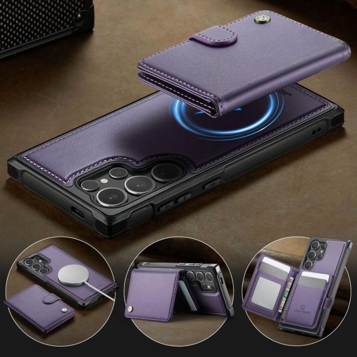 JEEHOOD - JEEHOOD Mobilskal för Samsung Galaxy S26 Ultra Magnetiskt Konstläder RFID - Lila