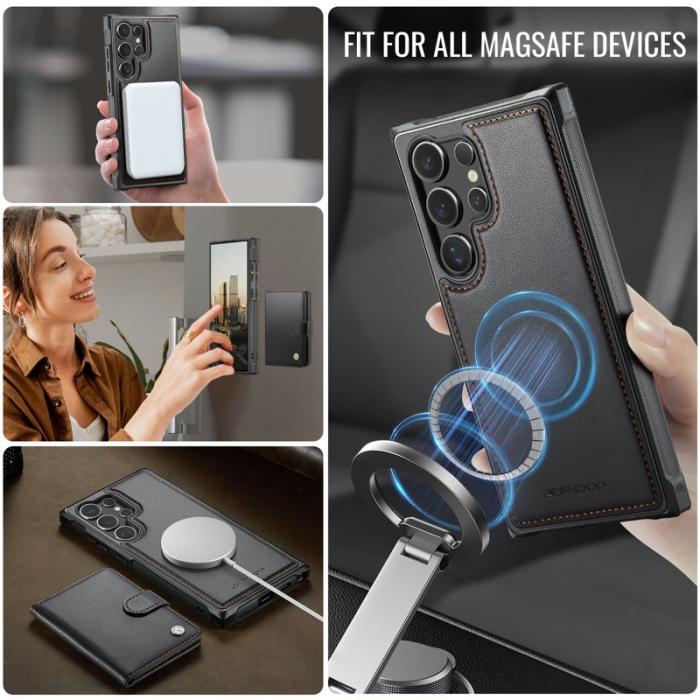 JEEHOOD - JEEHOOD Mobilskal för Samsung Galaxy S26 Ultra Magnetiskt Konstläder RFID Svart