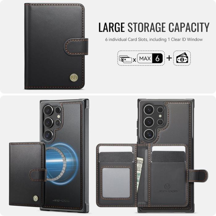 JEEHOOD - JEEHOOD Mobilskal för Samsung Galaxy S26 Ultra Magnetiskt Konstläder RFID Svart