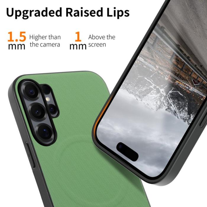 OEM - Mobilskal för Samsung Galaxy S26 Ultra Magnetiskt Konstläder + TPU - Grön