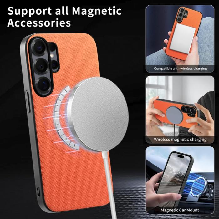 OEM - Mobilskal för Samsung Galaxy S26 Ultra Magnetiskt Konstläder + TPU - Orange