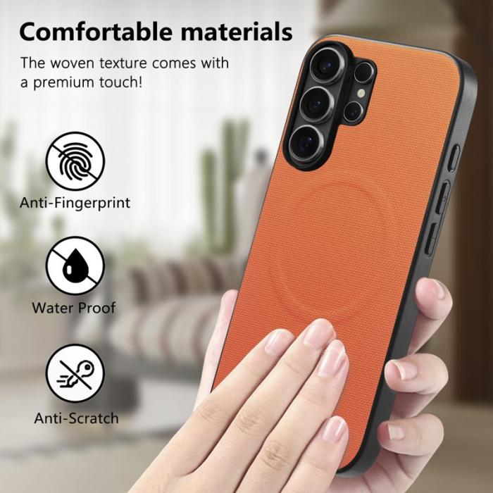 OEM - Mobilskal för Samsung Galaxy S26 Ultra Magnetiskt Konstläder + TPU - Orange