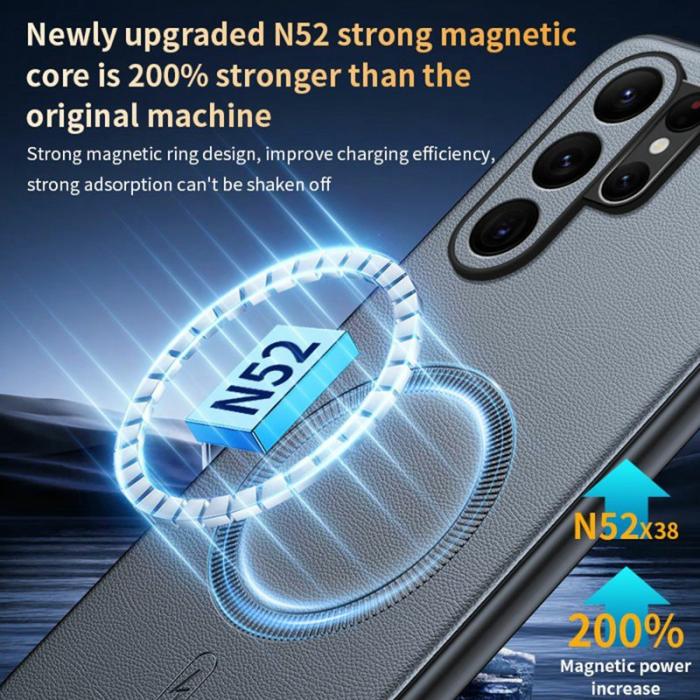 OEM - Mobilskal för Samsung Galaxy S26 Ultra Magnetiskt Konstläder TPU + PC - Grå